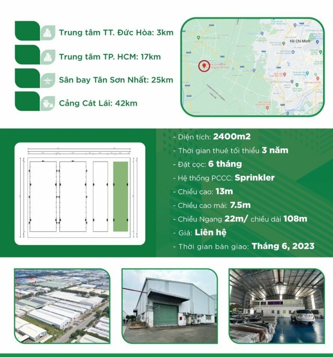 Cho thuê xưởng trong khu công nghiệp hải sơn, đức hòa, long an