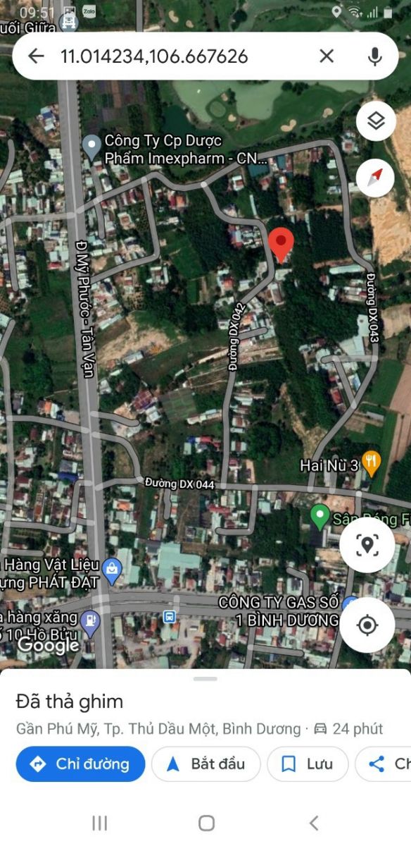 Bán đất mặt tiền đường DX042 phường phú mỹ thành phố thủ dầu một bình dương
