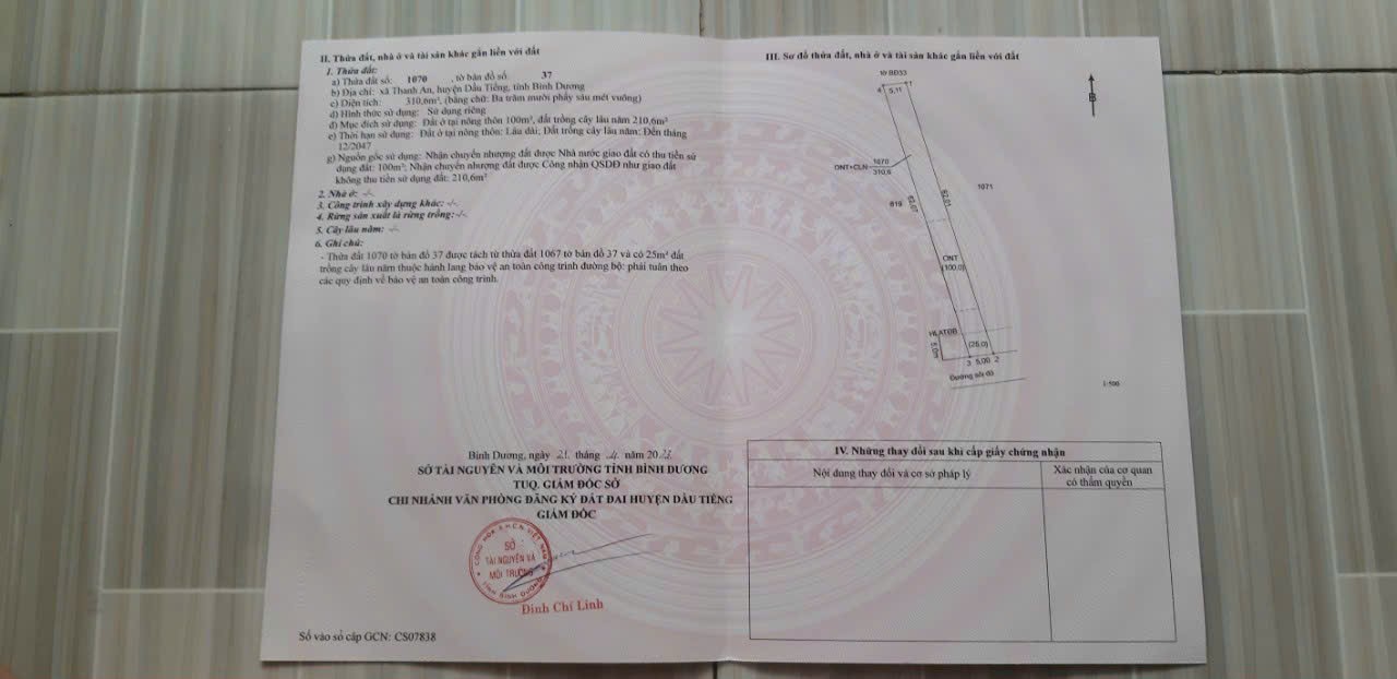 Bán đất gần trường tiểu học xã thanh an huyện dầu tiếng bình dương